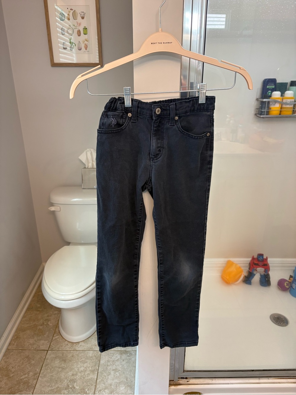 US Polo Assn Boys Black‎ Straight Leg Denim Jeans Size 10 Adjustable Waist